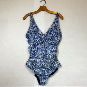 Tummy-control & figure-flattering 1-piece swimsuit with beautiful ikat design.